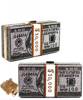 Fashion Sparkle Rhinestone Clutch Crossbody Bag 6550 GRAY